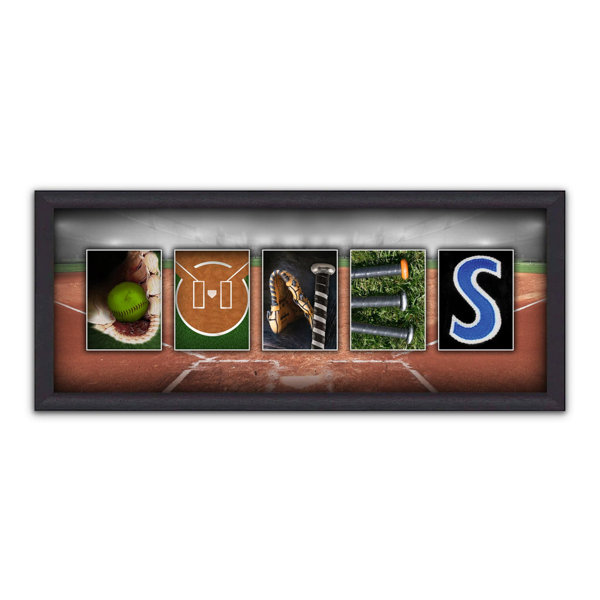 Latitude Run® Personalized Softball Sports Name Art Framed Canvas
